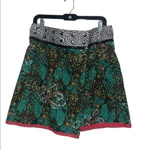 Zand Amsterdam Womens One Size Wrap Skirt Reversible Print Snap Adjustable